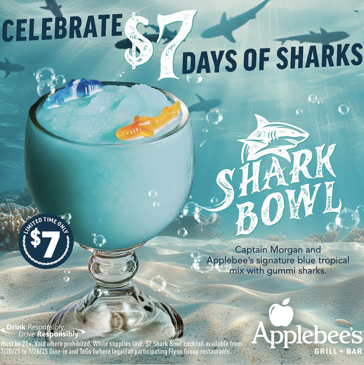 Shark Week Is Here, and So Is Applebee's 7 Cocktail Deal