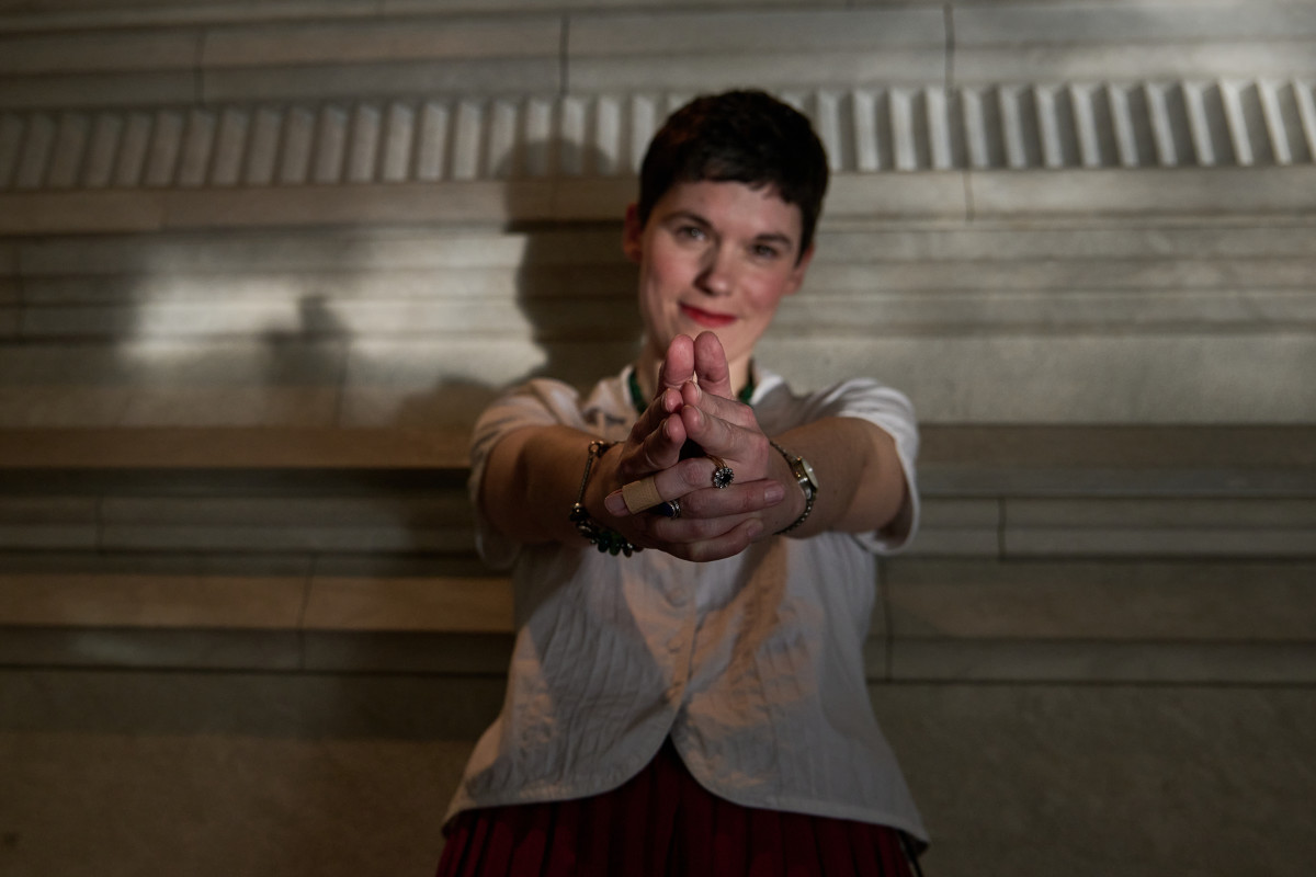 BARCELONA CATALONIA, SPAIN - FEBRUARY 20: The writer Kim Sherwood poses during an interview for Europa Press where she presented the novel 'Double or Nothing', on 20 February, 2023 in Madrid, Spain. 'Double or Nothing' is the first Bond novel of Kim Sherwood's trilogy, where with several characters related to the famous secret agent, the writer talks about the world of espionage and the fate of James Bond. The book will be published from next Thursday, February 23rd. (Photo By Lorena Sopena/Europa Press via Getty Images)