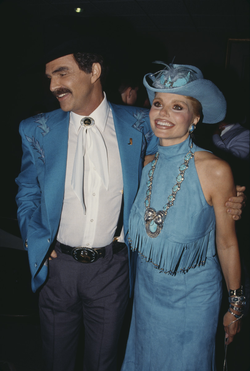 American actor Burt Reynolds (1936-2018) and his wife, American actress Loni Anderson attend the Motion Picture & Television Fund's 10th Annual Golden Boot Awards, held at the Century Plaza Hotel in Los Angeles, California, 15th August 1992.