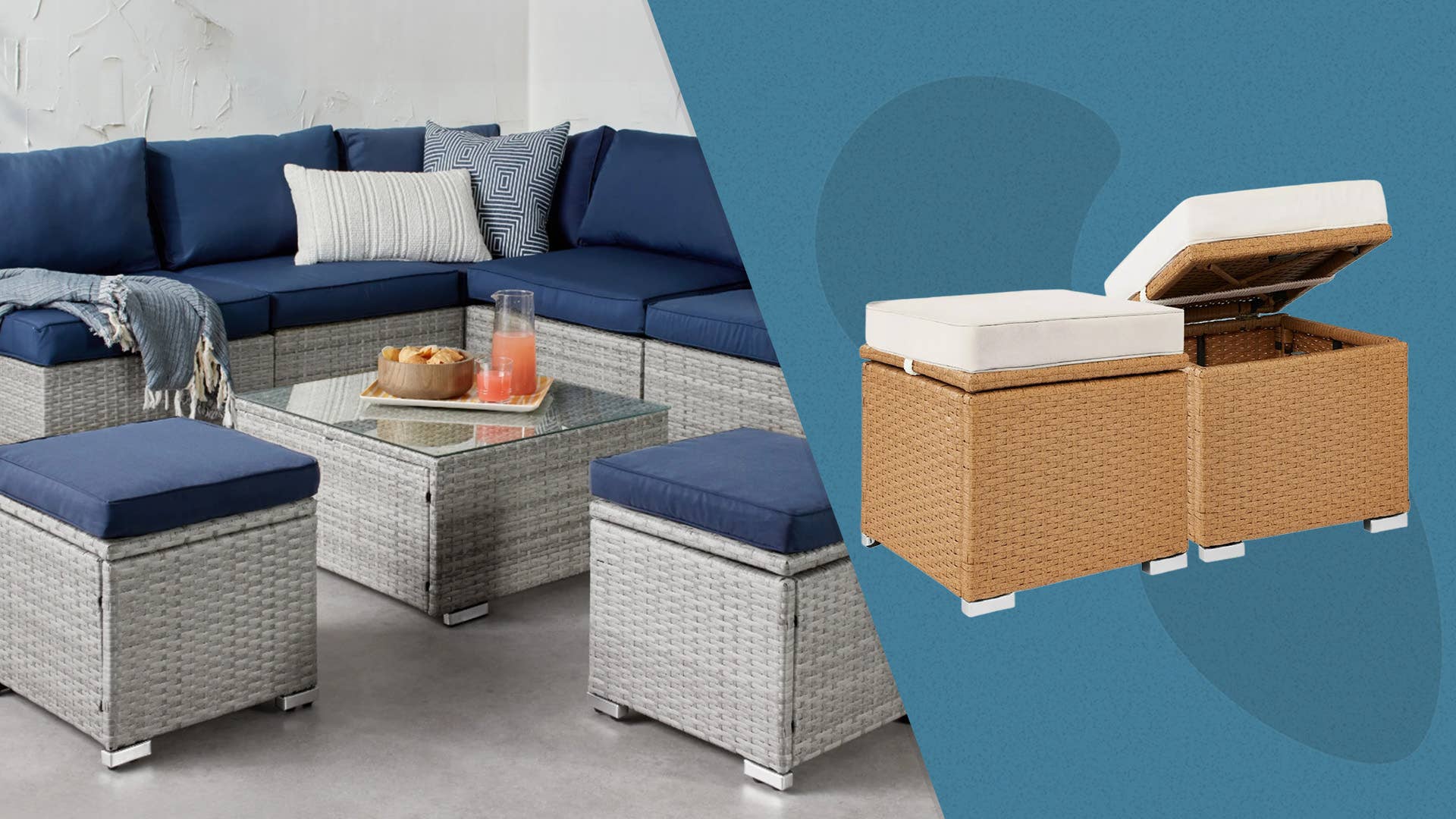 Fresh Look at Walmart Is Selling A 220 Set Of Wicker Ottomans For