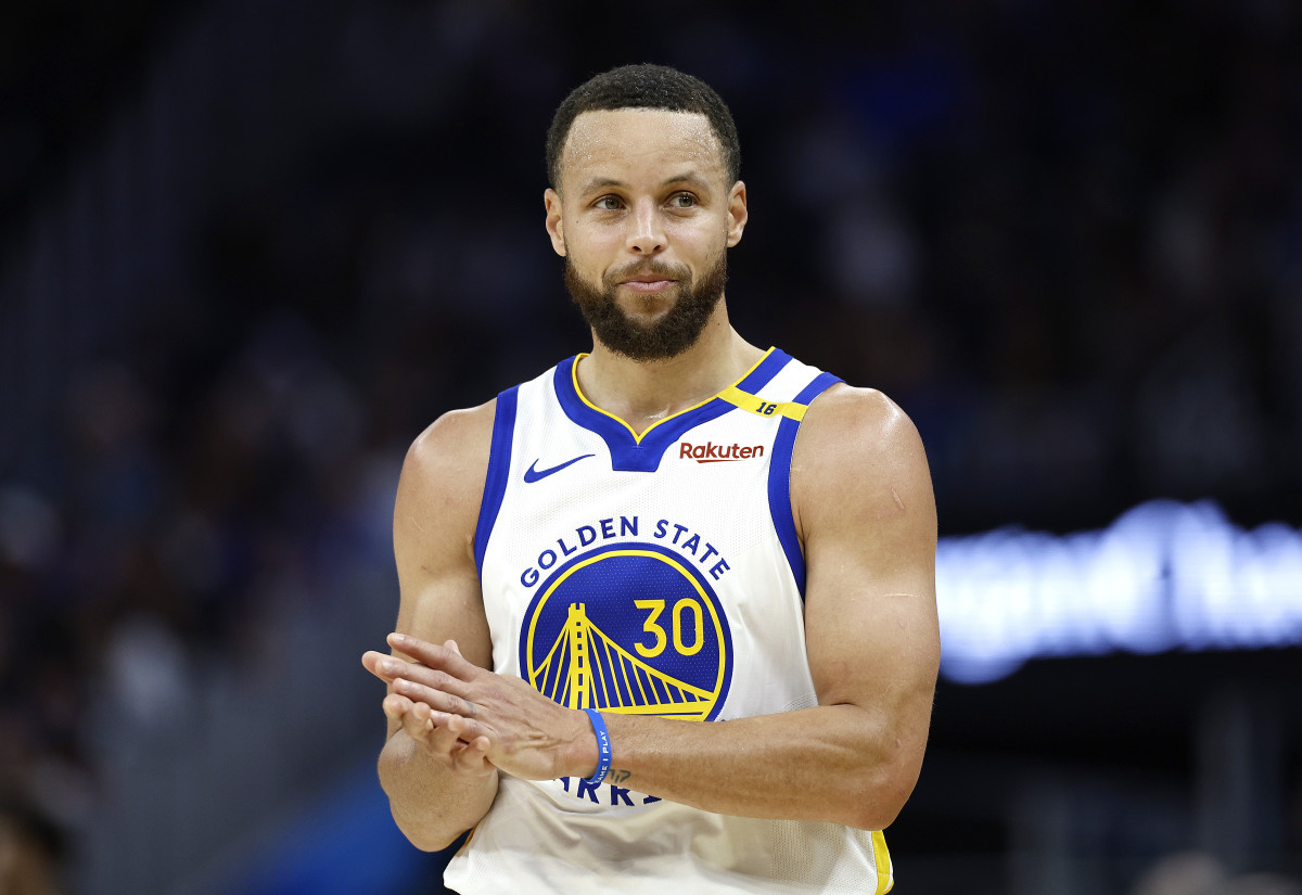 SAN FRANCISCO, CALIFORNIA - MARCH 08: Stephen Curry #30 of the Golden State Warriors looks on against the Detroit Pistons during the second half of an NBA basketball game at Chase Center on March 08, 2025 in San Francisco, California. NOTE TO USER: User expressly acknowledges and agrees that, by downloading and or using this photograph, User is consenting to the terms and conditions of the Getty Images License Agreement. (Photo by Thearon W. Henderson/Getty Images)