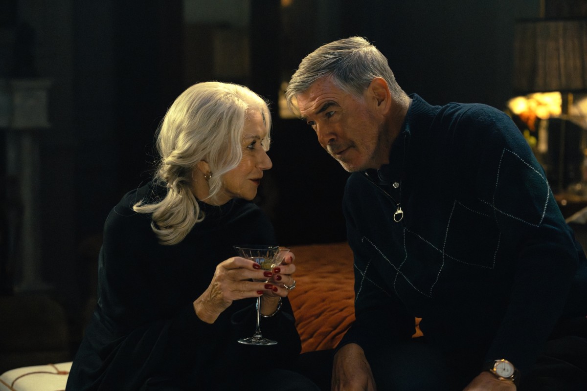 Helen Mirren as Maeve Harrigan and Pierce Brosnan as Conrad Harrigan.