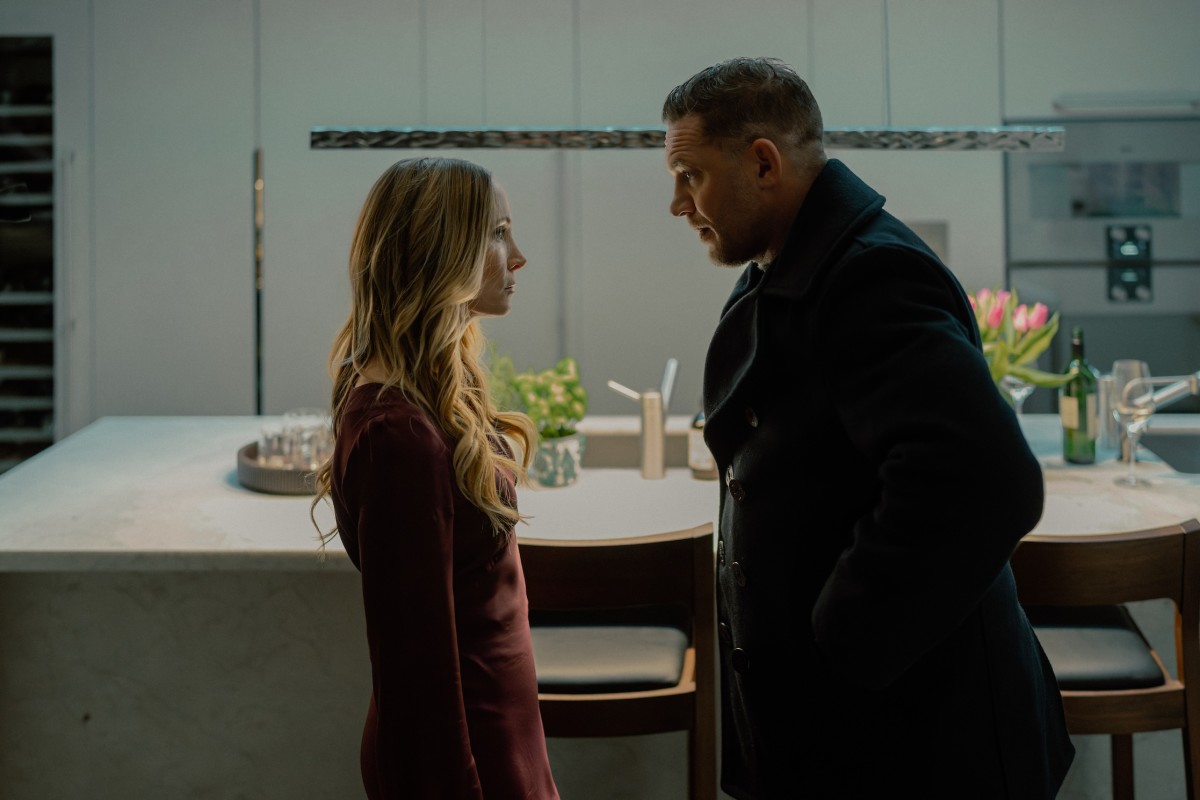 Joanne Froggatt as Jan Da Souza and Tom Hardy as Harry Da Souza.
