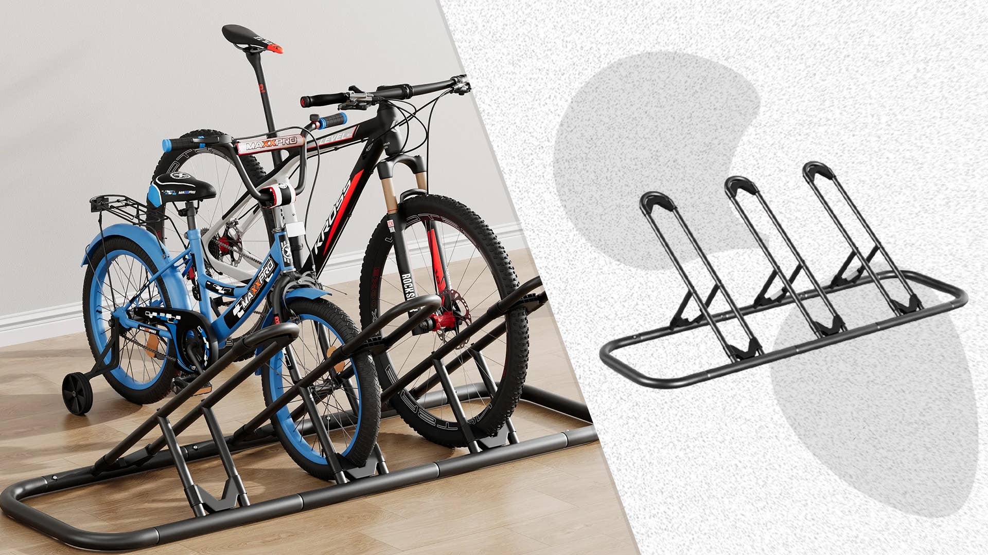 3 Bikes Floor Bike Stand, Bike Parking Rack Garage Bike Storage Stand - View #8
