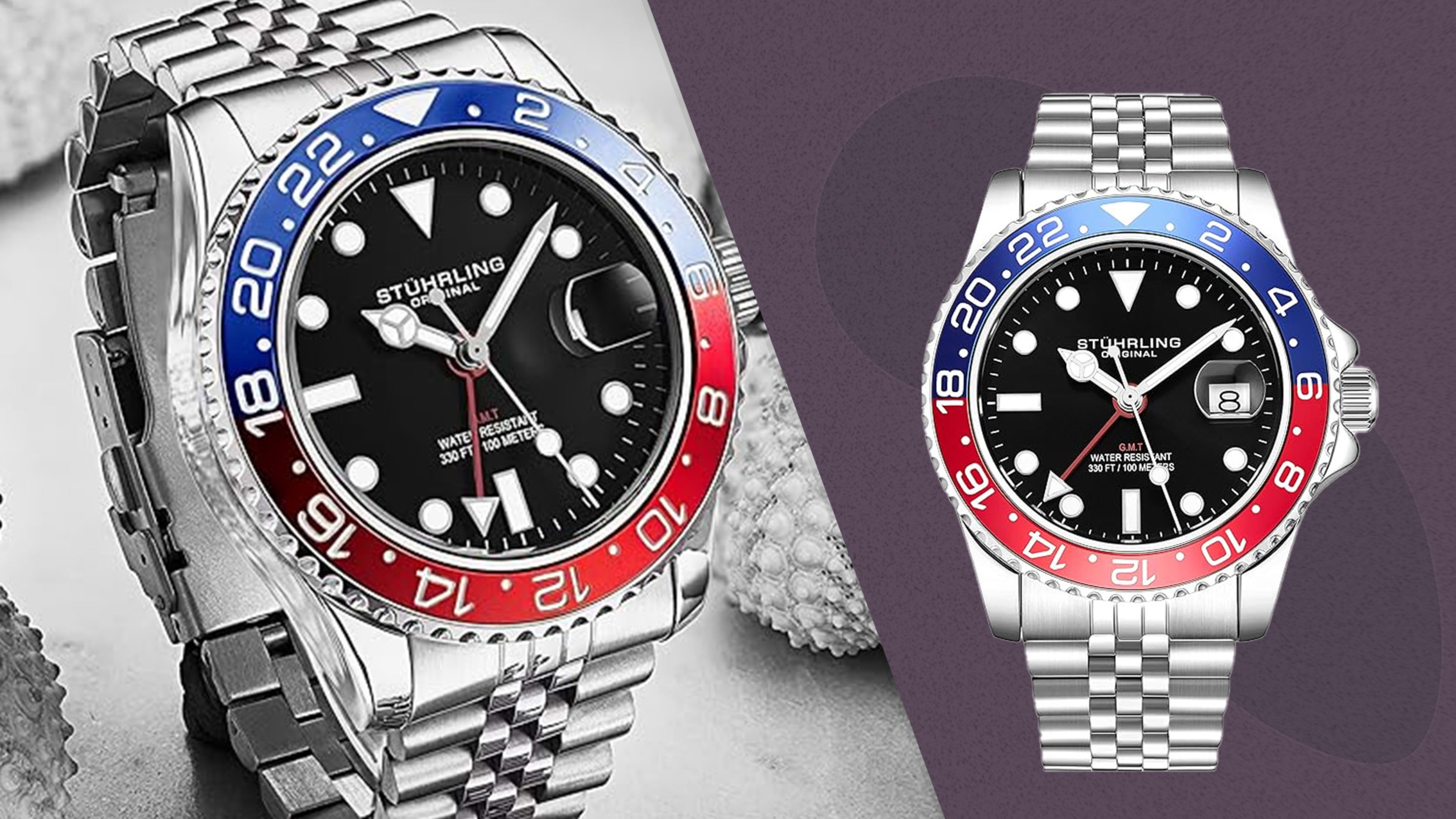 Stuhrling's Take on the Pepsi GMT Watch Is a Rare 82% Off - Men's