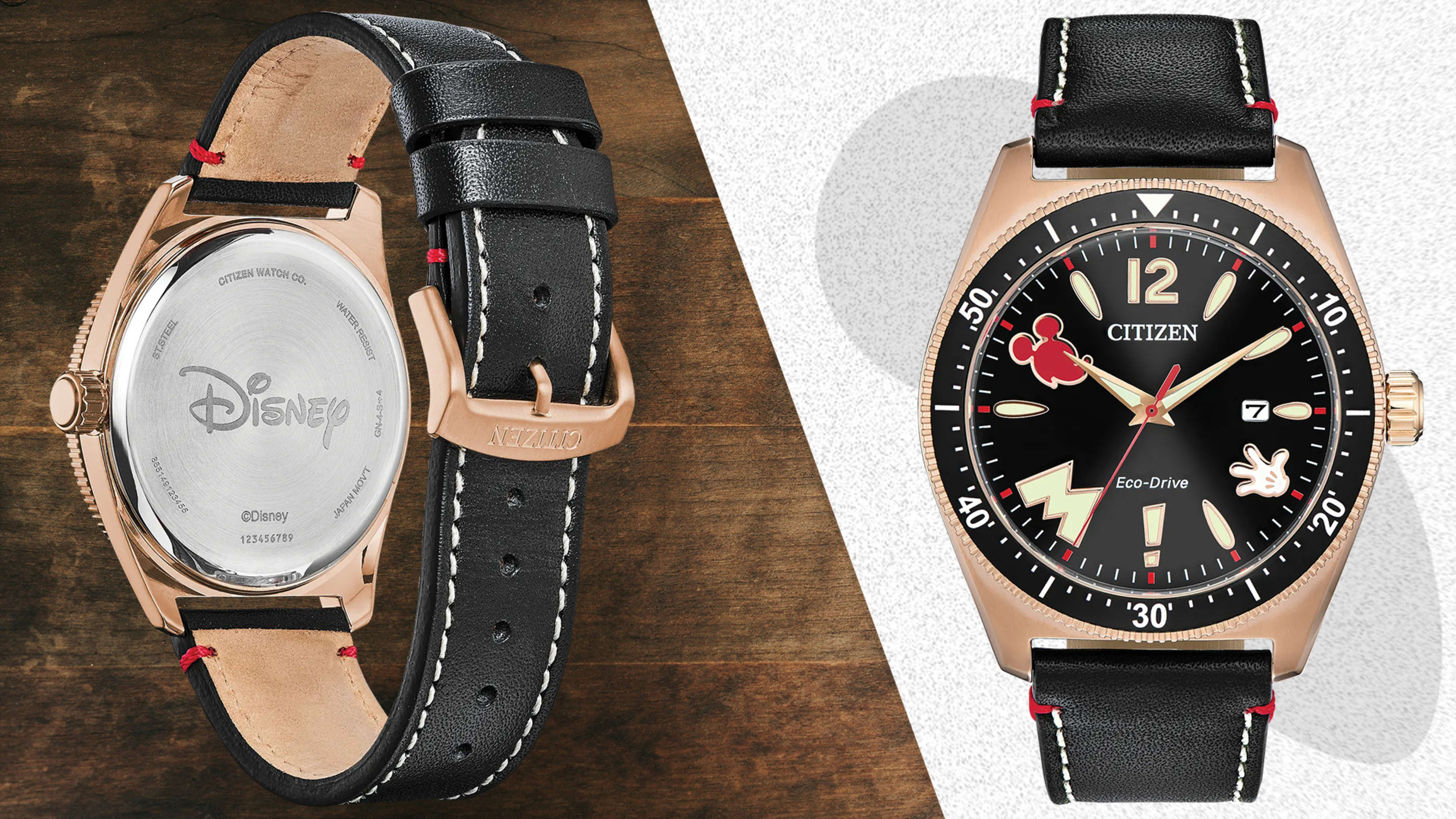 MIKIです Citizen Unisex Eco-Drive Disney Mickey Mouse Black IP Stainless