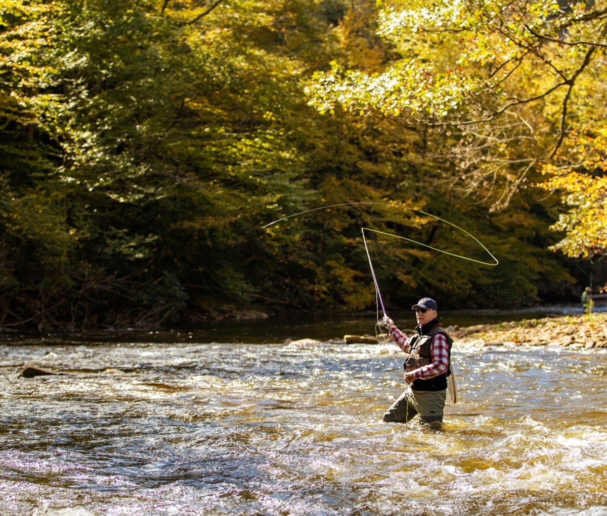 Fly-fishing in river