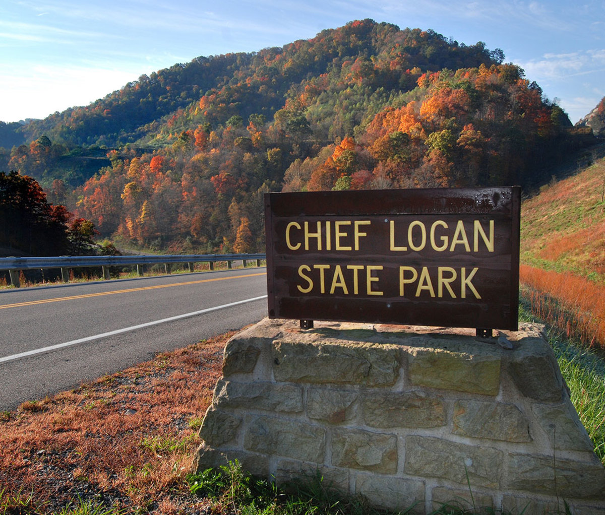 Sign of Chief Logan State Park in West Virginia