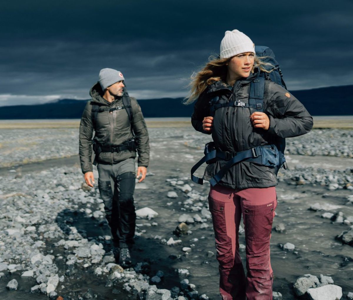 man and woman wearing Fjällräven Keb trousers