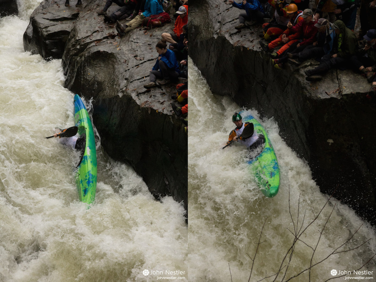 Rolling up on the lip of Gorilla, Green River Narrows, NC. Photo by John Nestler.