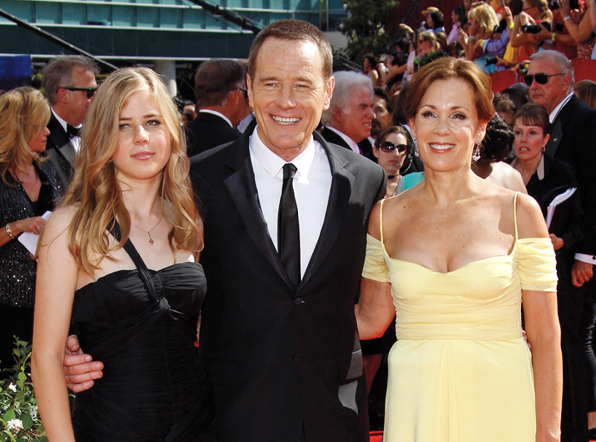 Bryan Cranston with his daughter and wife at the 2010 Emmys, where he won his third consecutive award.