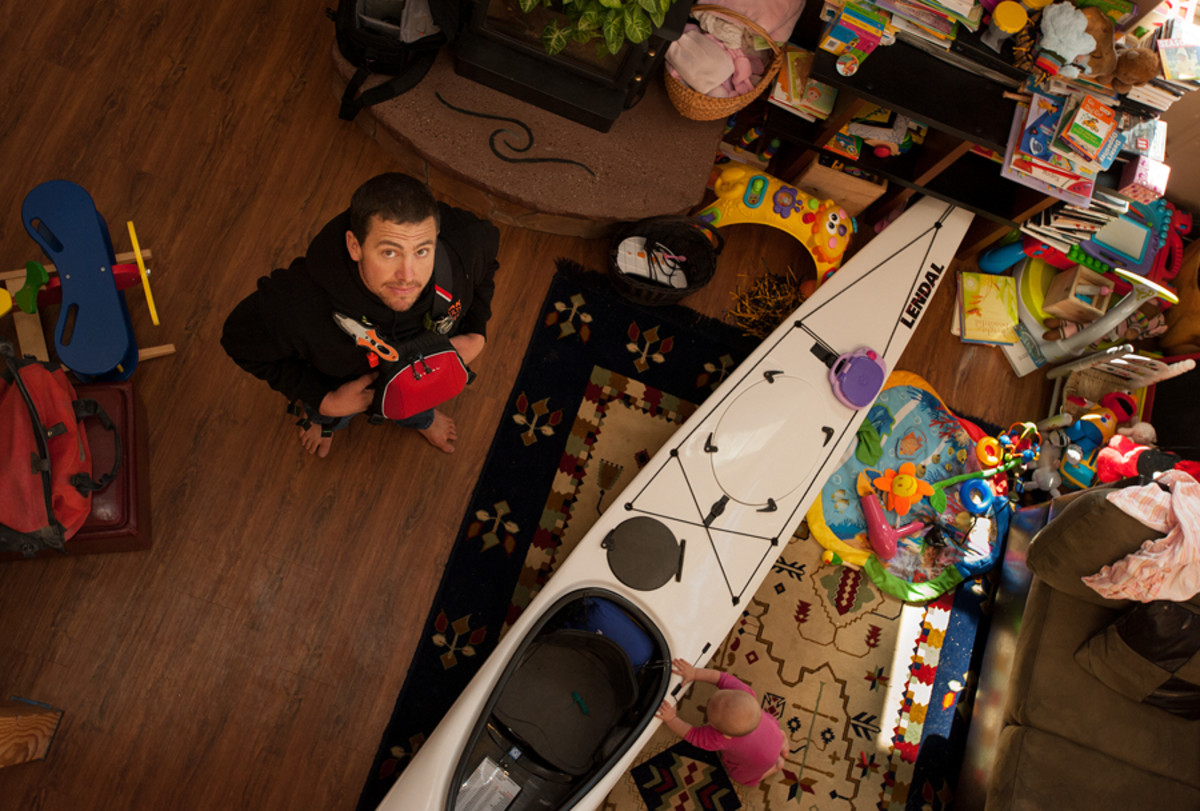 World Headquarters: Taney preps for his record attempt at home. Photo by Margeaux Bestard