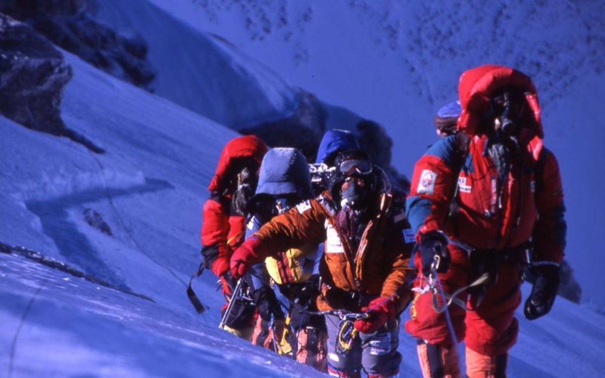 Climbing in action