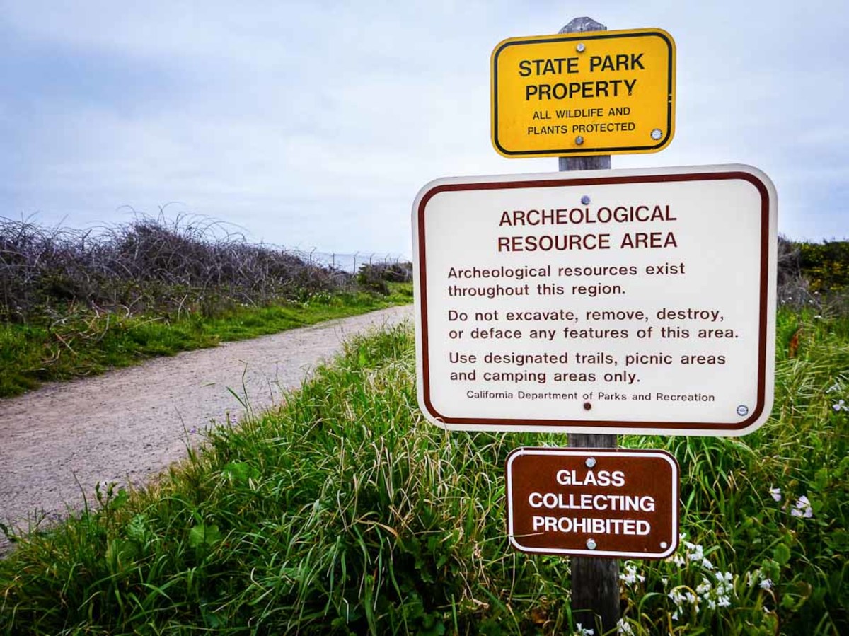 People tend to ignore the signs that say glass collecting is prohibited. Photo by Travis Burke People tend to ignore the signs that say glass collecting is prohibited. Photo by Travis Burke
