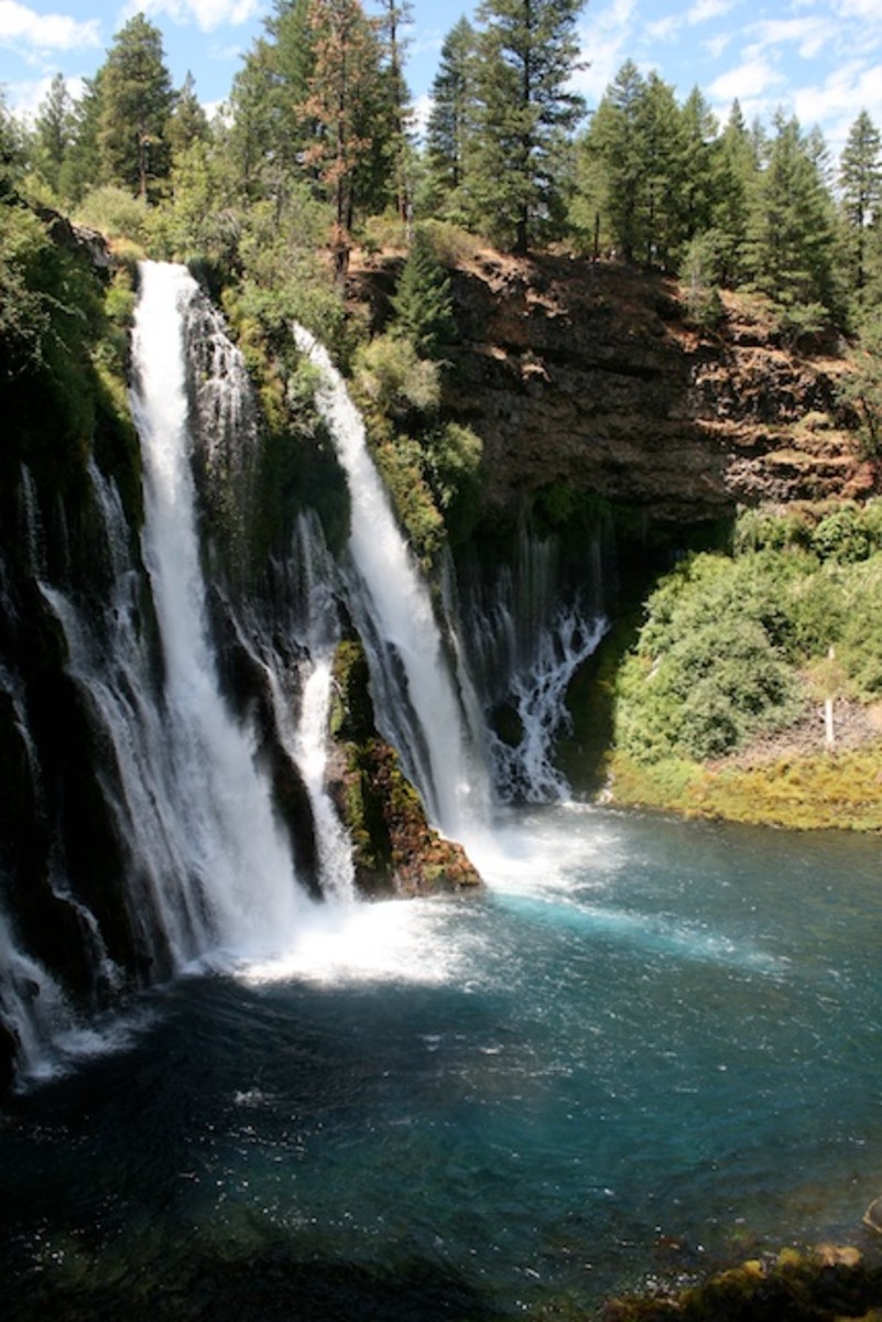The falls flow from Burney Creek less than a half a mile from where it surfaces from an underground aquifer. Photo By Leah Crane