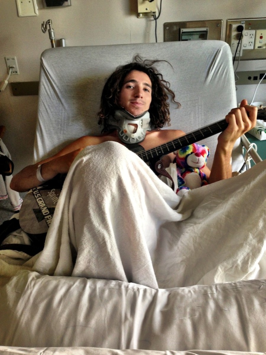 Luke Mitrani on the long road to recovery after breaking his C5 vertebrae on September 2, 2013 in New Zealand. Photo Courtesy of Mosaic Sports Management.