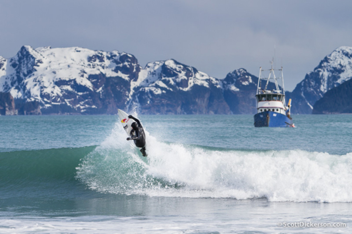 Surfing in Alaska; photo by Scott Dickerson