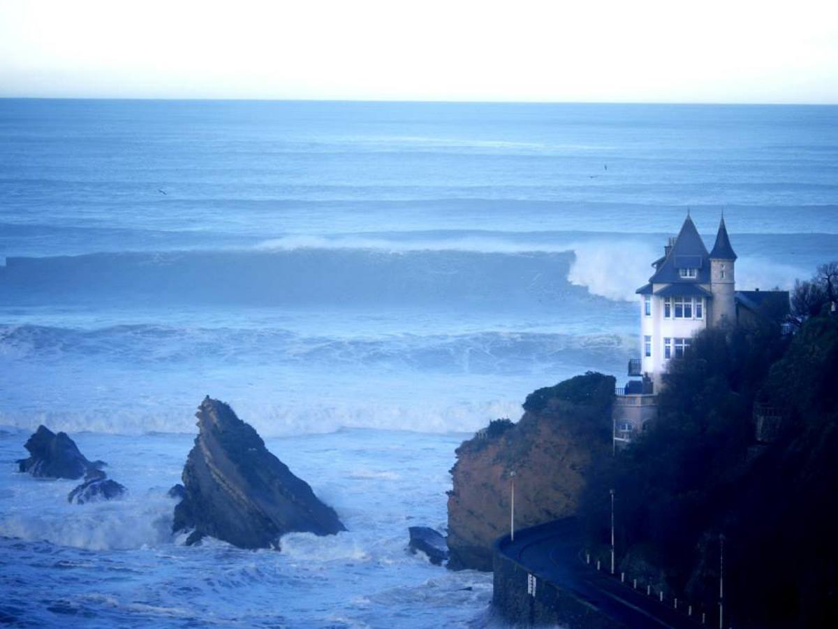 The historic Villa Belza in Biarritz, France, standing tall in the face of Hurcules' fury.