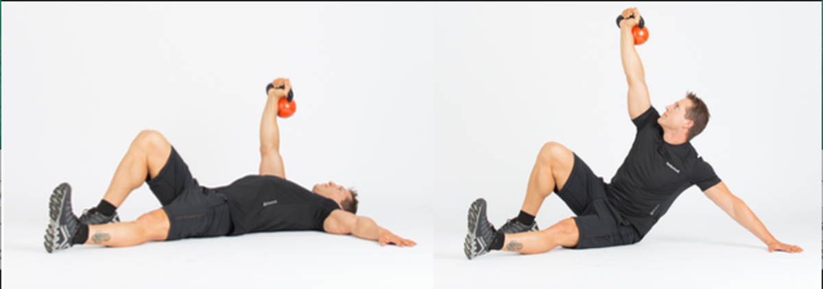 The turkish half getup is a great workout for your core. Photo courtesy of KettleWorx.