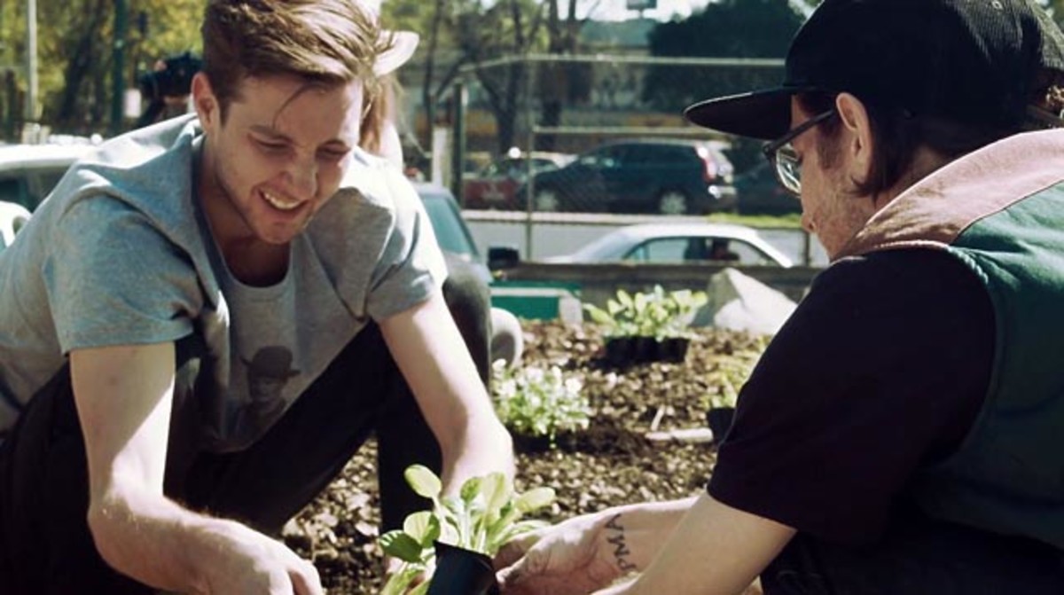 After a long day skateboarding in Mexico City, nothing beats a farm to table meal from a community garden; frame grab courtesy of Coalatree Organics