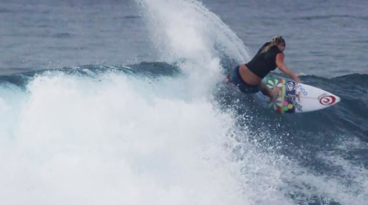Bethany Hamilton doesn't just surf … she rips! Frame grab courtesy Aaron Lieber