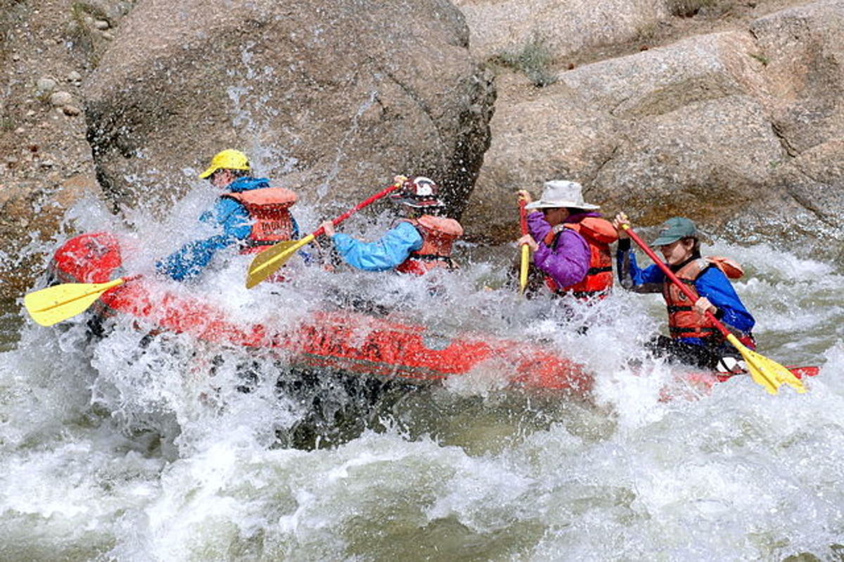 River rafting out of a hole on the Arkansas