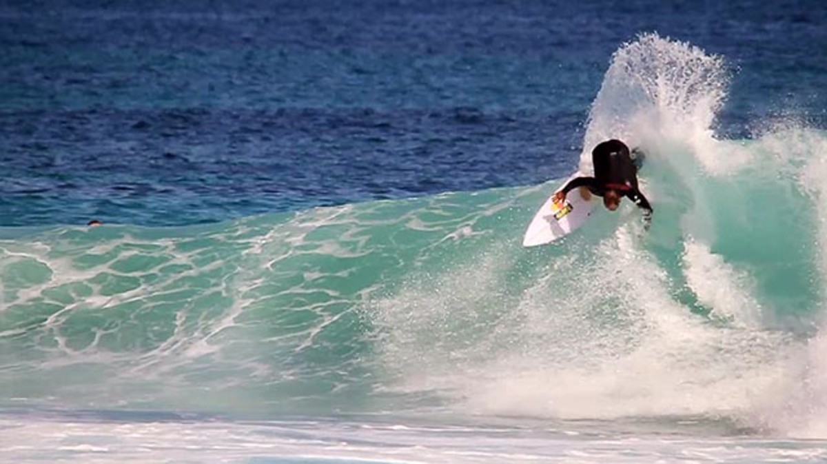 CJ Hobgood reveling in the perfect surf found in Western Australia; frame grab from video