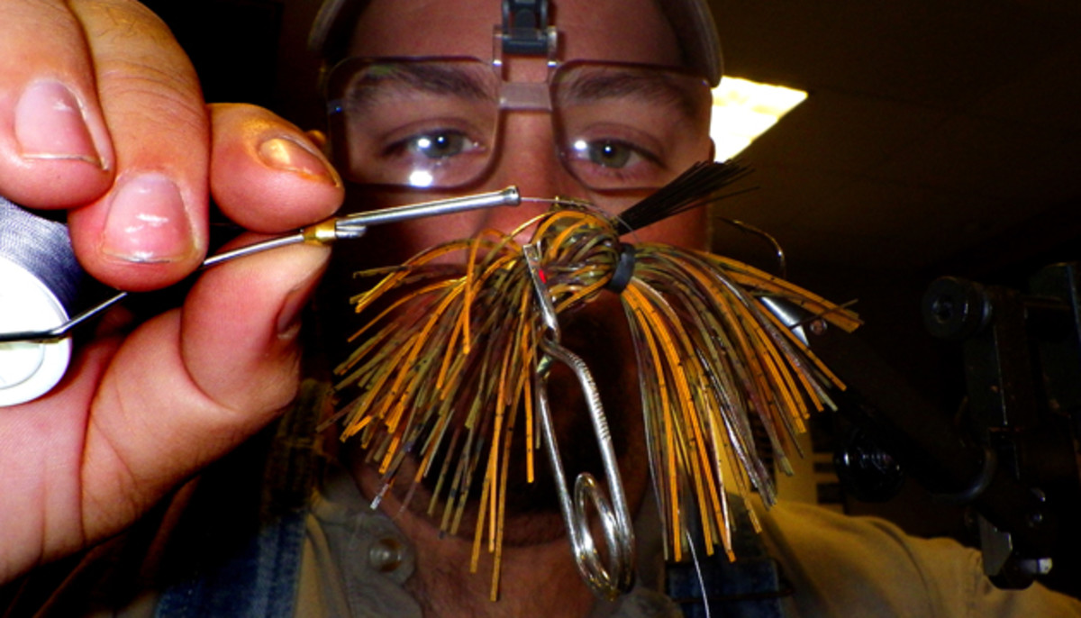 Use fly tying tools to make that fussy job of tying on jig skirts go down easy.