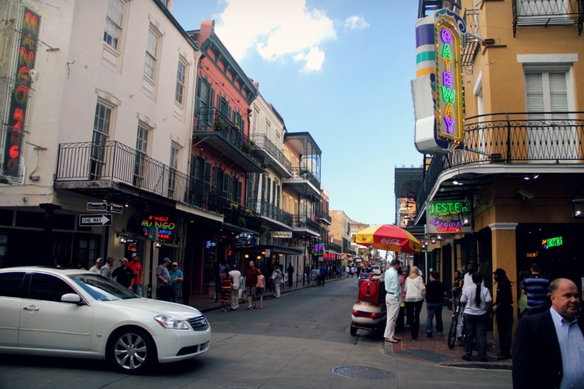 New Orleans famed Bourbon Street is one big party; Photo by Brandon Scherzberg