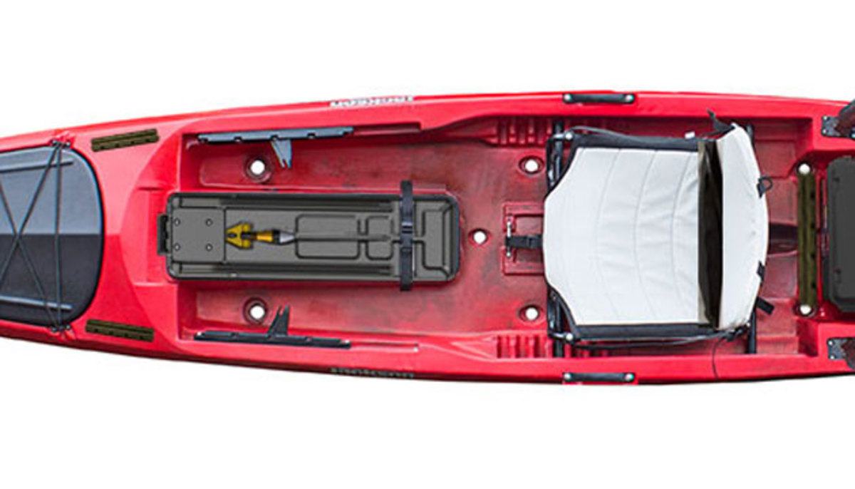Prototype depicted: the Kraken cockpit, workspace for hardcore paddle-powered anglers.