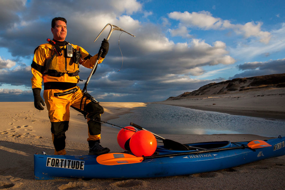 RISKY VENTURER: Dave Lamoureux and his unconventional blufin taming kit. PHOTO BY JULIA CUMES