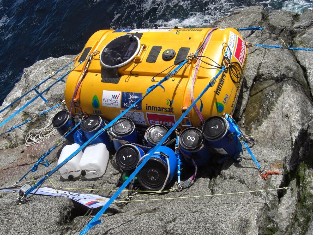 Nick Hancock shot this photo of his RockPod from above. You can see there isn't a lot of room to roam on Rockall. Photo is a twitpic from Hancock