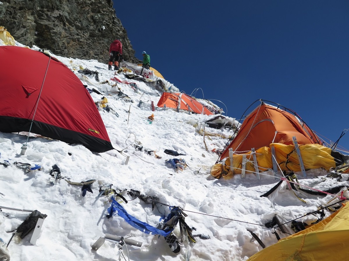 Camp II on K2 en route Radek Jaros' completion of the Crown of the Himalaya. Photo from Caters News Agency used by permission