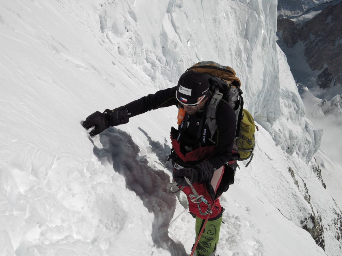 Radek Jaros nearing top of K2 where he earned his Crown of the Himalaya. Photo from Caters News Agency used by permission
