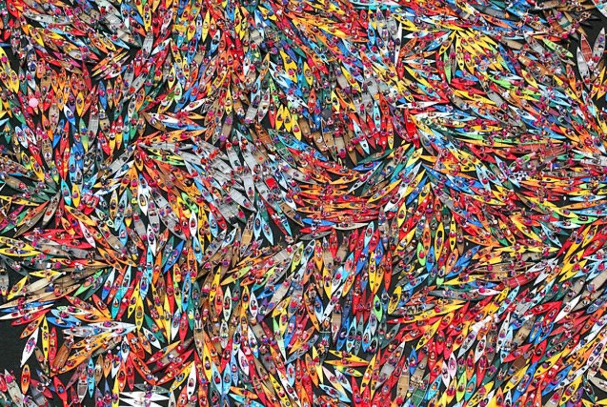 This iconic image of the 2011 One Square Mile For Hope sparked a canoe-and-kayak raft arms race. Photo by Nancie Battaglia
