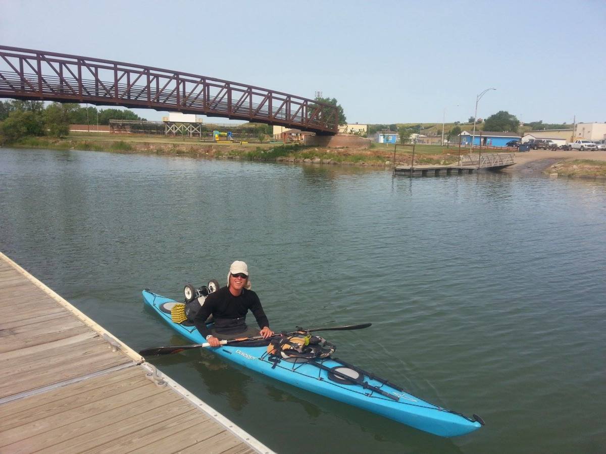 Gamache in Pierre, S.D., at the confluence of the Bad River and Missouri below Oahe Dam. Photo by Amanda Buzick.