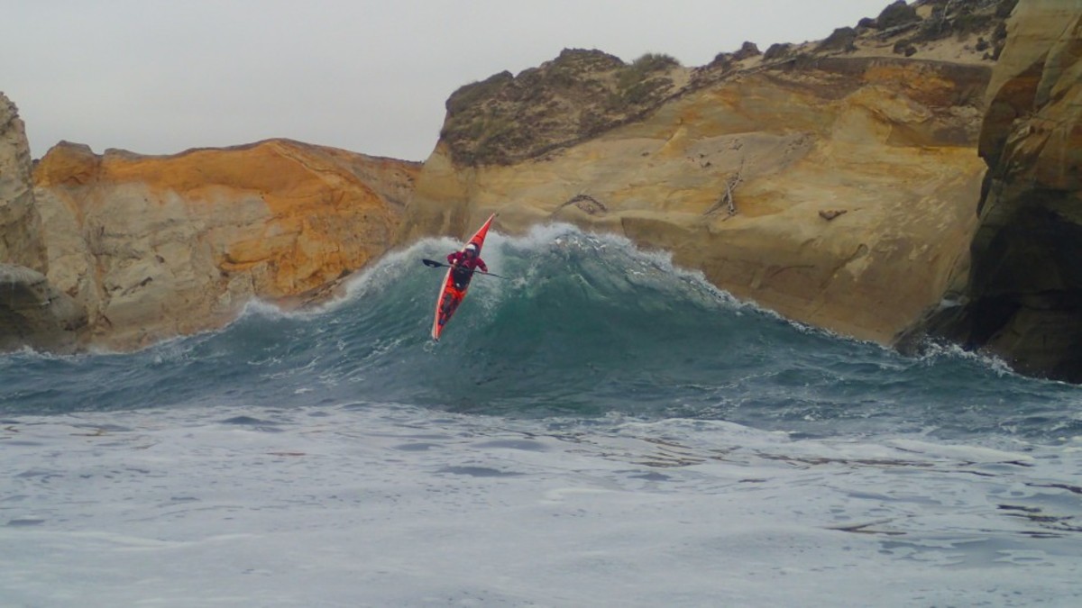 Sean Morley after launching off a wave at the 2014 Lumpy Waters Symposium. Photo by Jason Davis