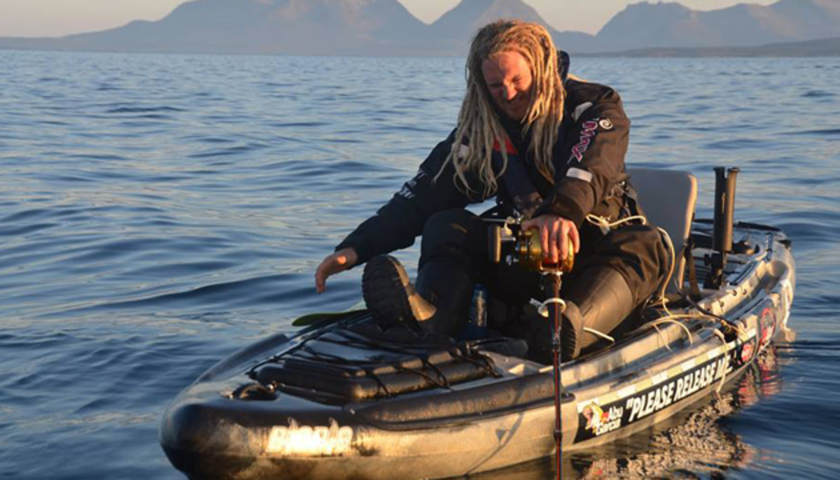 By far Joel Abrahamsson's leviathan 1,200-pound Greenland shark catch was the biggest Kayak Fish story of the year. Photo courtesy <i>Kayak shark fishing galveston</i> Abrahamsson.