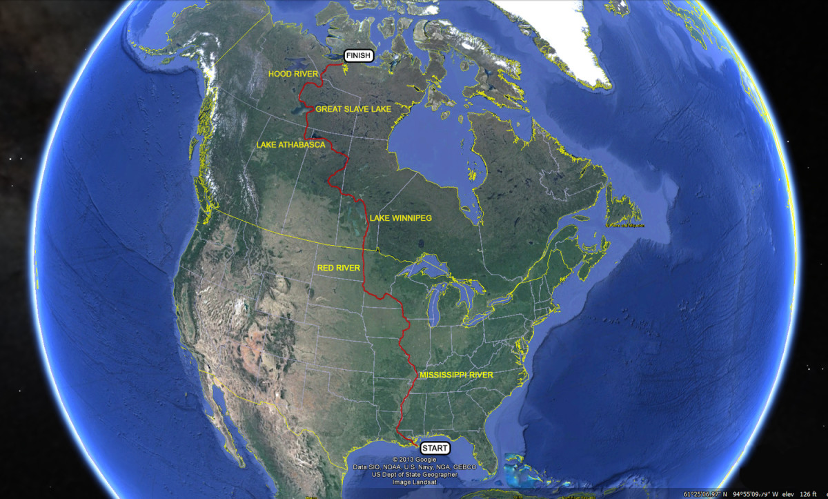 The Rediscover North America canoe route.
