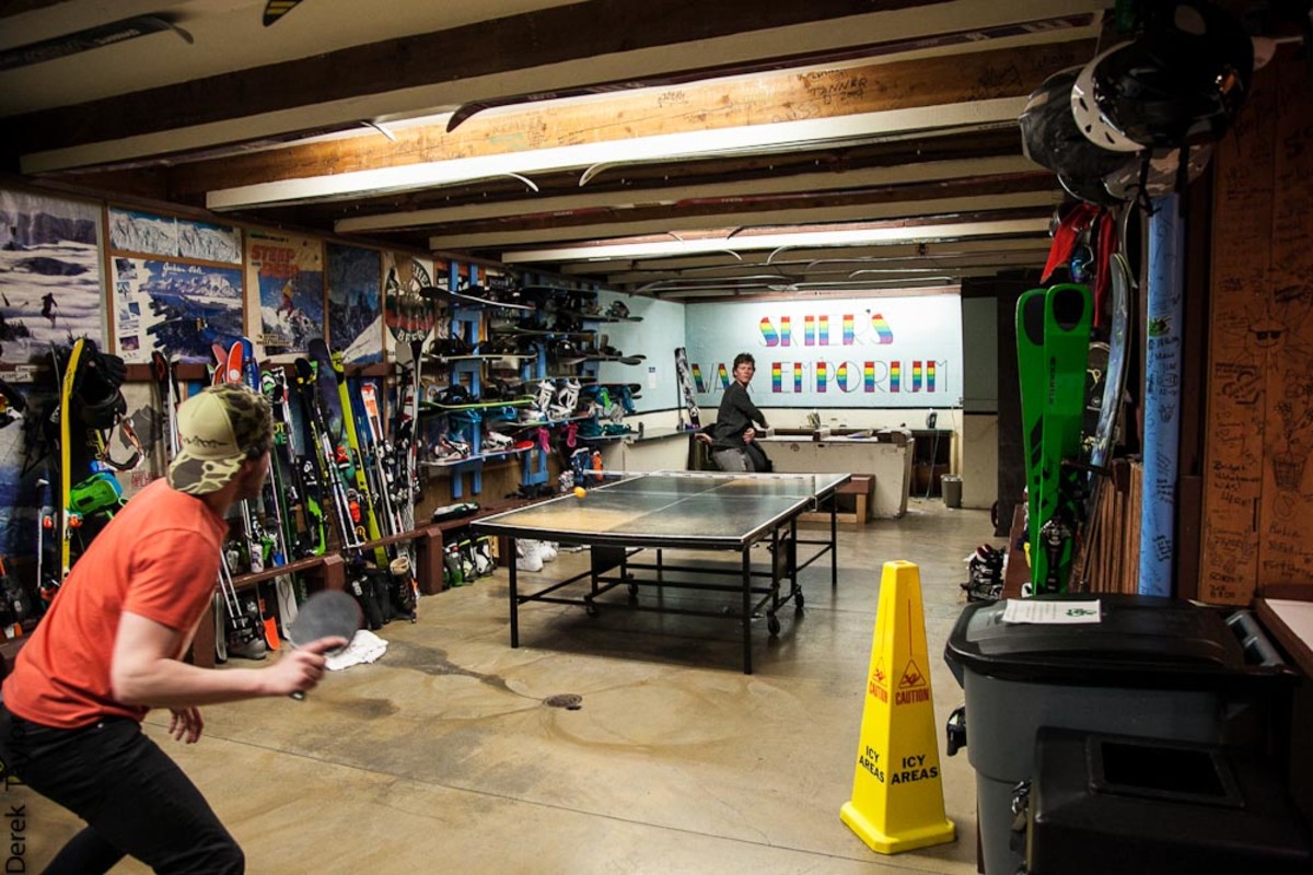 The Ping-Pong room also features a tuning bench and a communal fridge and microwave. Photo by Derek Taylor