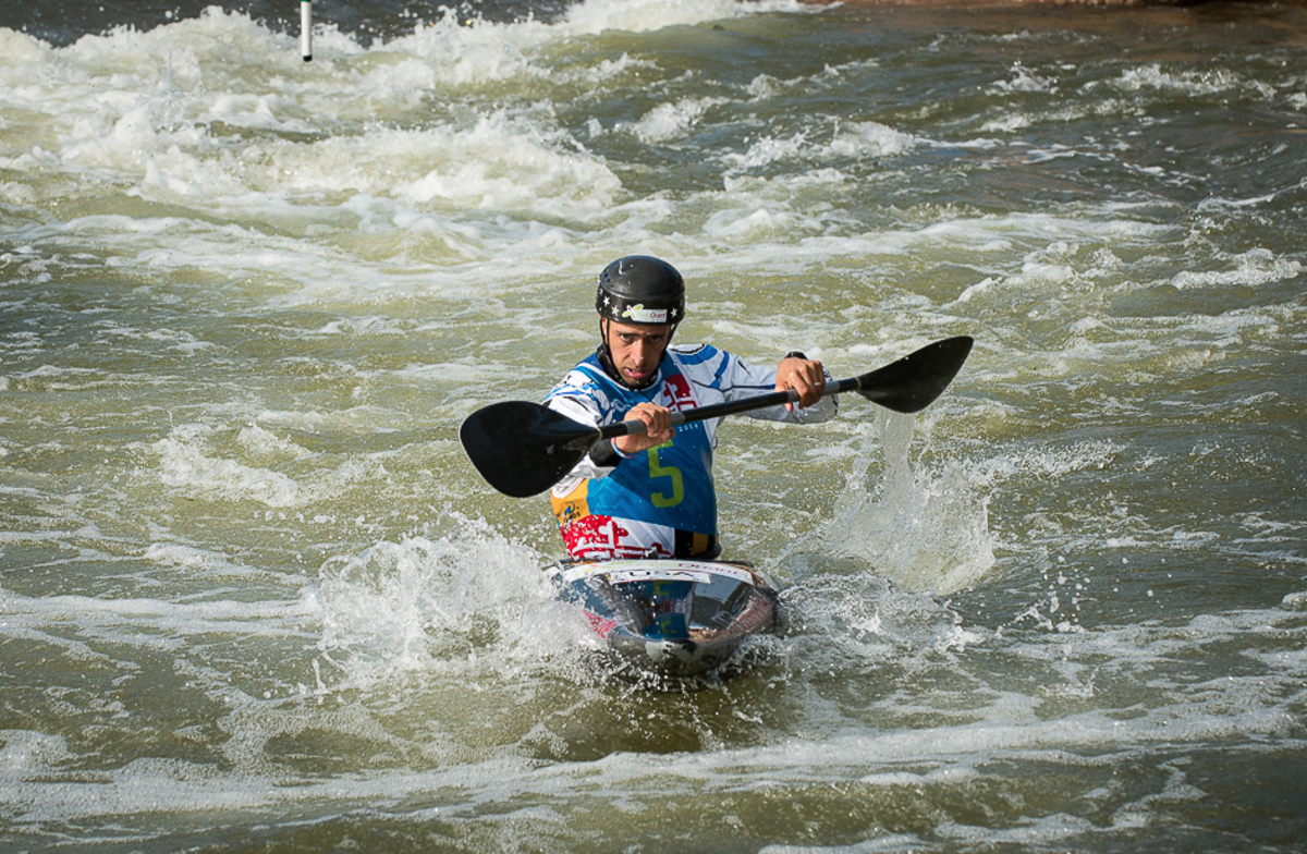 U.S. racer Fabien Lefevre, won gold in men's C-1 at the 2014 Slalom Championships in Maryland. He took 10th place in the men's K-1. Photo by Regina Nicolardi
