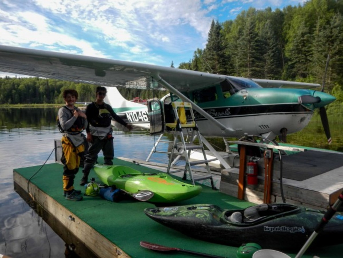 A plane drops paddlers off at an unnamed alpine lake above Devil's Canyon. Photo by Mountain Mind Collective