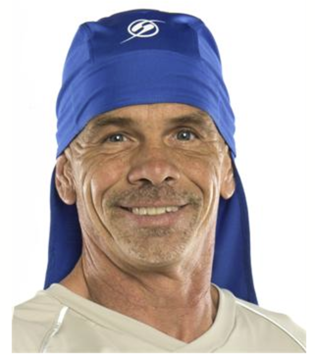 Sun Protection Zone frontman Tom Jones flaunts the HeadSkinz Action Wrap, an ideal garment the follicle-free cranium.