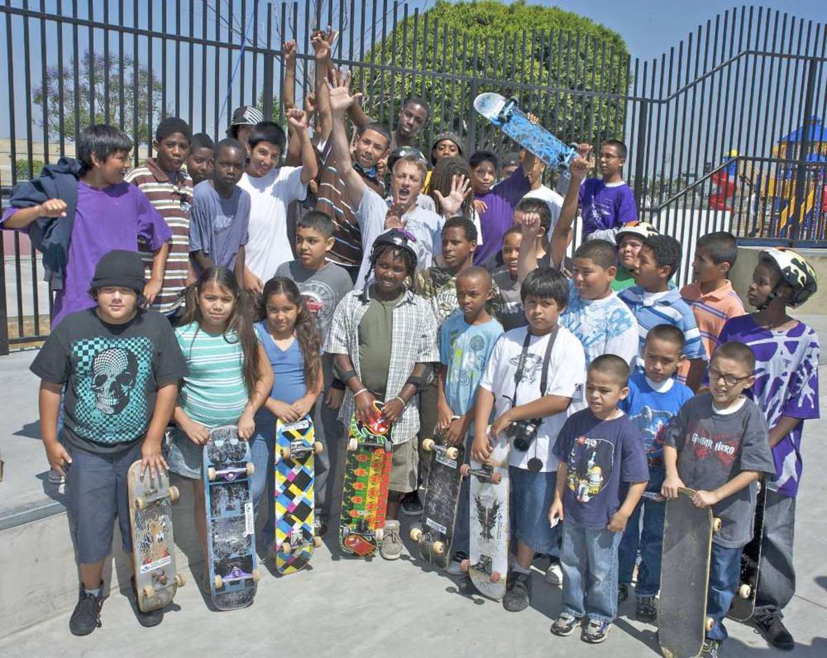 Hawk opening a new skate park in Compton. Photo by tonyhawkfoundation.org