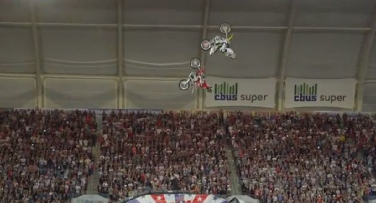 It was the first attempt at a double back flip by Travis Pastrana. Photo is a screen grab from the video