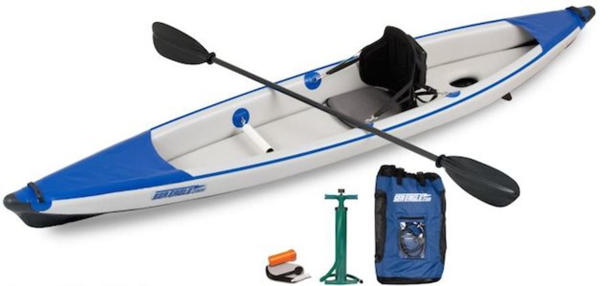 The RazorLite 393 comes with a paddle, pump, repair kit and carrying backpack.