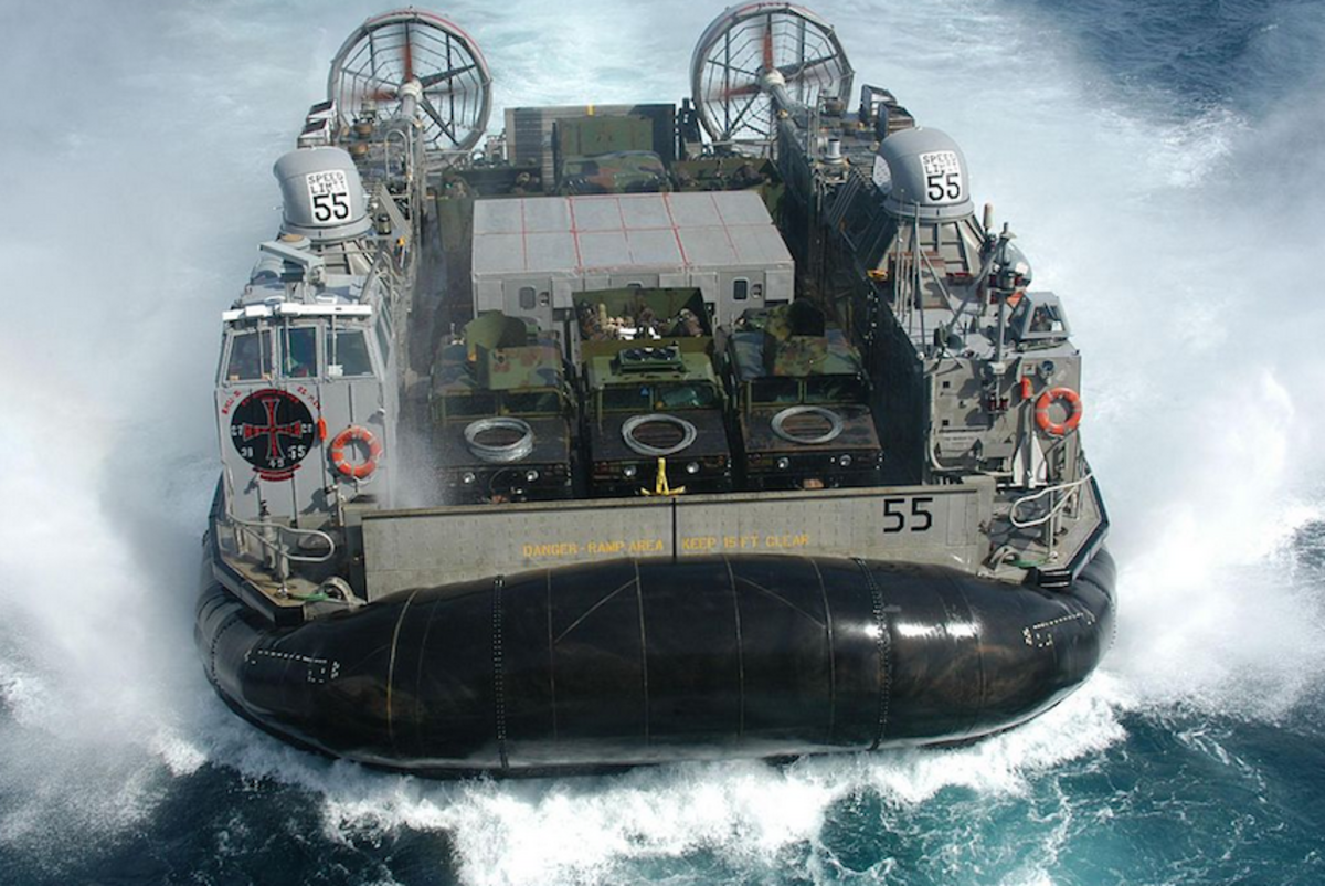 Coming at You: A U.S. Navy hovercraft like this one ran over a kayak fisherman April 14.