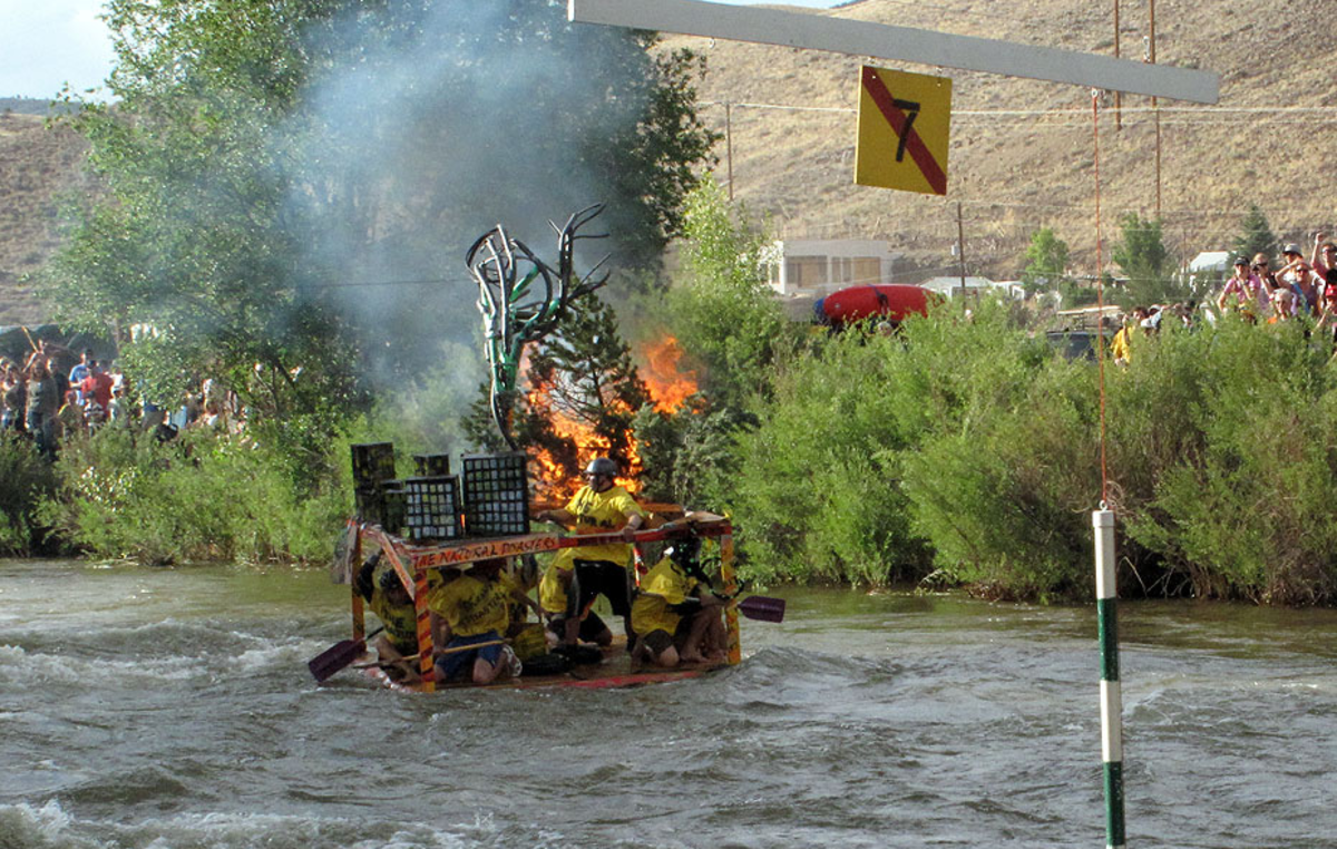 The People's Choice award in the FIBArk Whitewater Festival's Hooligan race went to this crew, "The Natural Disasters," naturally. Photo: Tim Mutrie