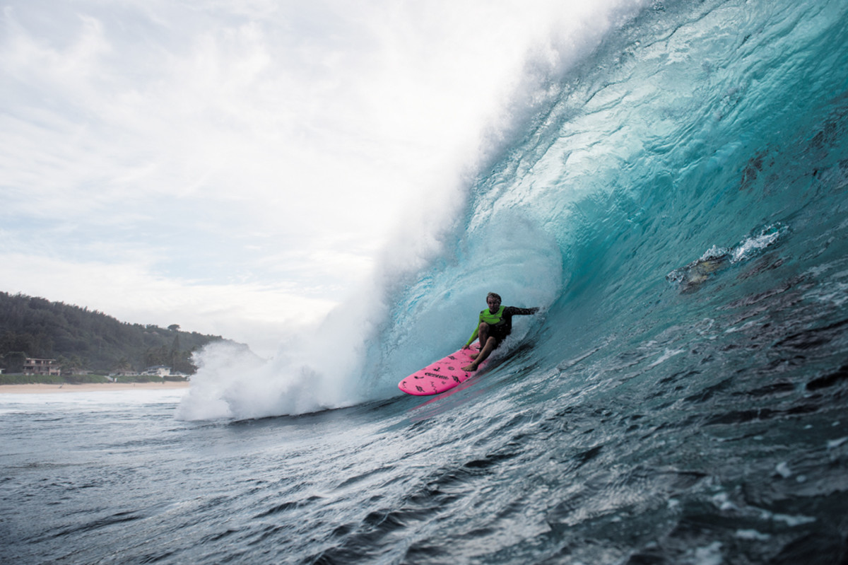 Jaime O'Brien pushes the limits of his Catch Surf soft top. Photo: Corey Wilson/Surfing Magazine 