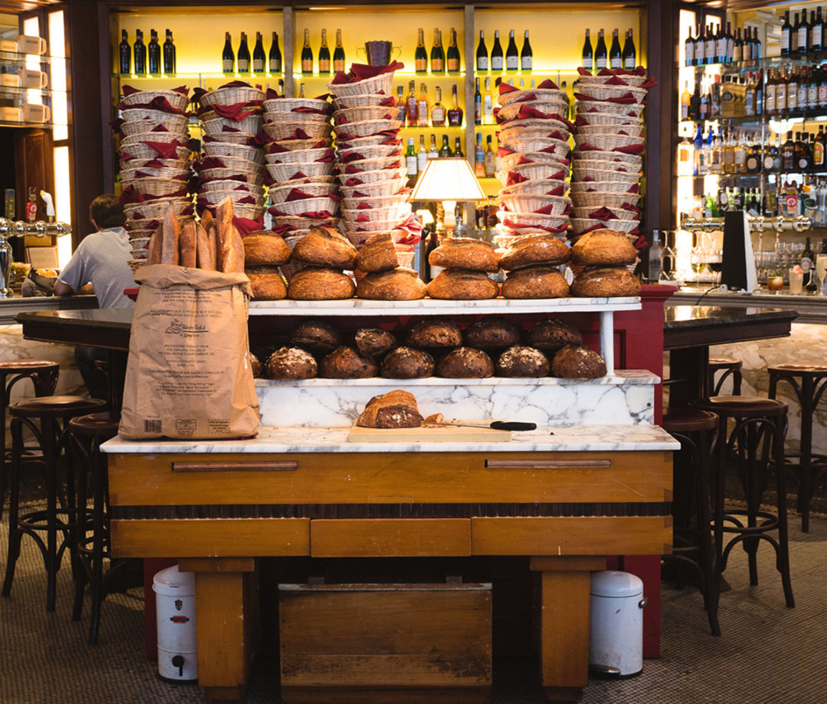 Stacks of homemade breads at Le Diplomate